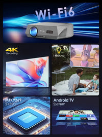 Auto Focus 4K Projector for Movies 5G Wifi 6 Native 1080P Full HD Android TV Home Theater 16000LM Daylight HDR Video Projectors