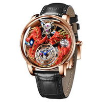 PINDU Design New 3D Dragon Earth Theme Quartz Watches Men Celestial Series Curved Mirror Transparent Design Watch Wristwatches