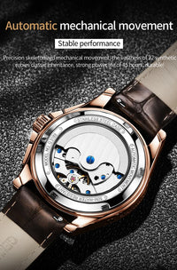 OUPINKE 3189 Men's Watch Top Luxury Brand Automatic Mechanical Watch Fashion Leather Waterproof Sapphire Mirror Moon Men's Watch