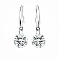 2024 New Round Crystal Zircon Drop Earrings for Women Golden Silver Color Hook Earrings Brief Wedding Party Fashion Jewelry Gift