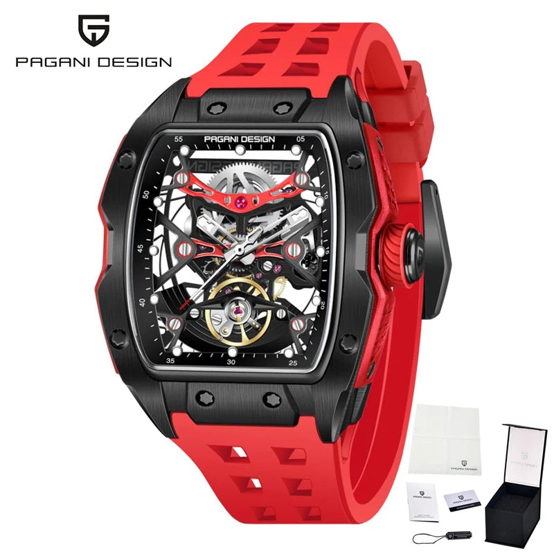 PAGANI DESIGN 42MM New fashion Hollow Back Transparent Movement Luxury Men Watch Sapphire Glass Automatic Men Watches For Men