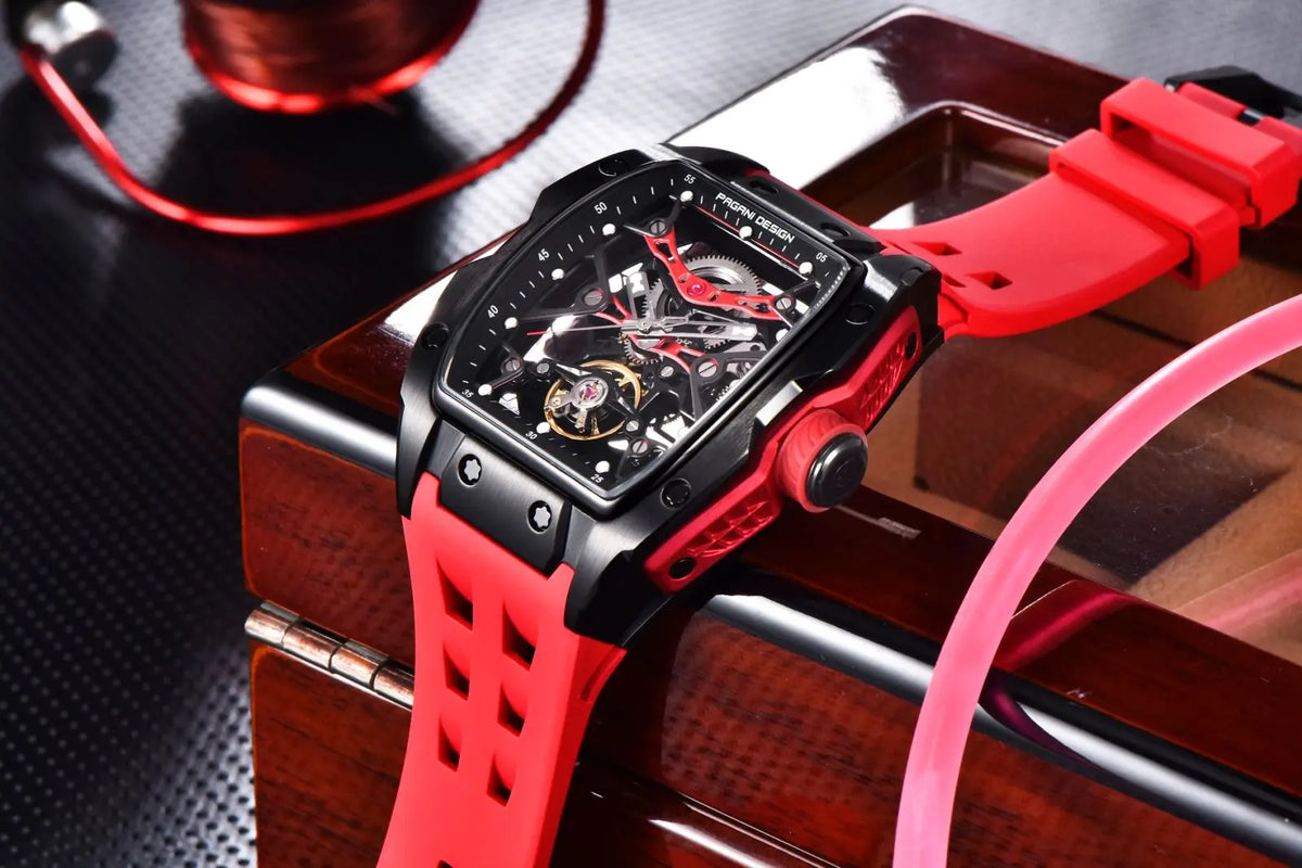 PAGANI DESIGN 42MM New fashion Hollow Back Transparent Movement Luxury Men Watch Sapphire Glass Automatic Men Watches For Men