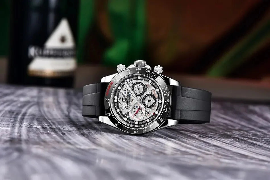 PAGANI Design Men Automatic Mechanical Watch Rainbow Rainbow Circle Skeleton Dial Stainless Steel Sapphire Sports Watches