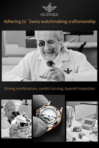 OUPINKE 3189 Men's Watch Top Luxury Brand Automatic Mechanical Watch Fashion Leather Waterproof Sapphire Mirror Moon Men's Watch