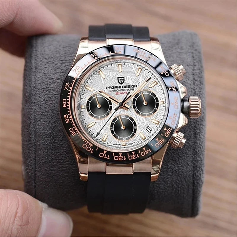 PAGANI DESIGN V2 40MM Meteorite dial Men Quartz Watches Sapphire Retro Chronograph  Waterproof Watch For Men Reloj0 hombr