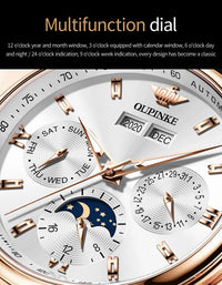 OUPINKE 3189 Men's Watch Top Luxury Brand Automatic Mechanical Watch Fashion Leather Waterproof Sapphire Mirror Moon Men's Watch