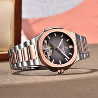 PAGANI DESIGN Tourbillon Men's Watches Rose Gold Luxury Automatic Watch For Men Mechanical Wristwatches AR Sapphire Mirror Clock