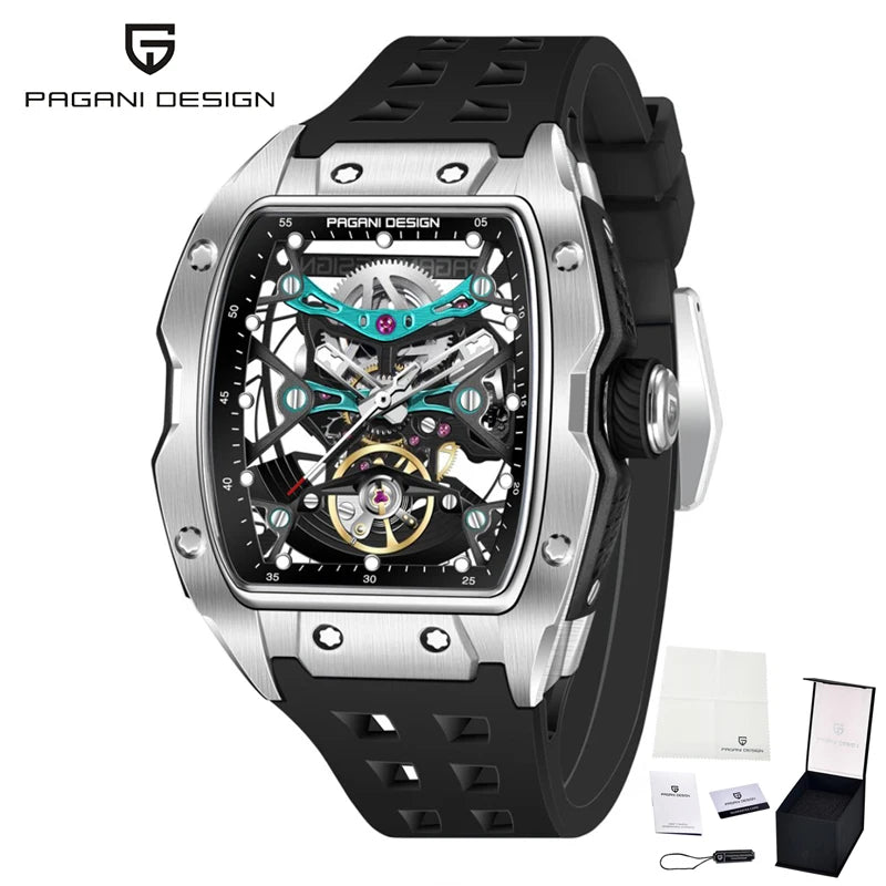 PAGANI DESIGN 42MM New fashion Hollow Back Transparent Movement Luxury Men Watch Sapphire Glass Automatic Men Watches For Men