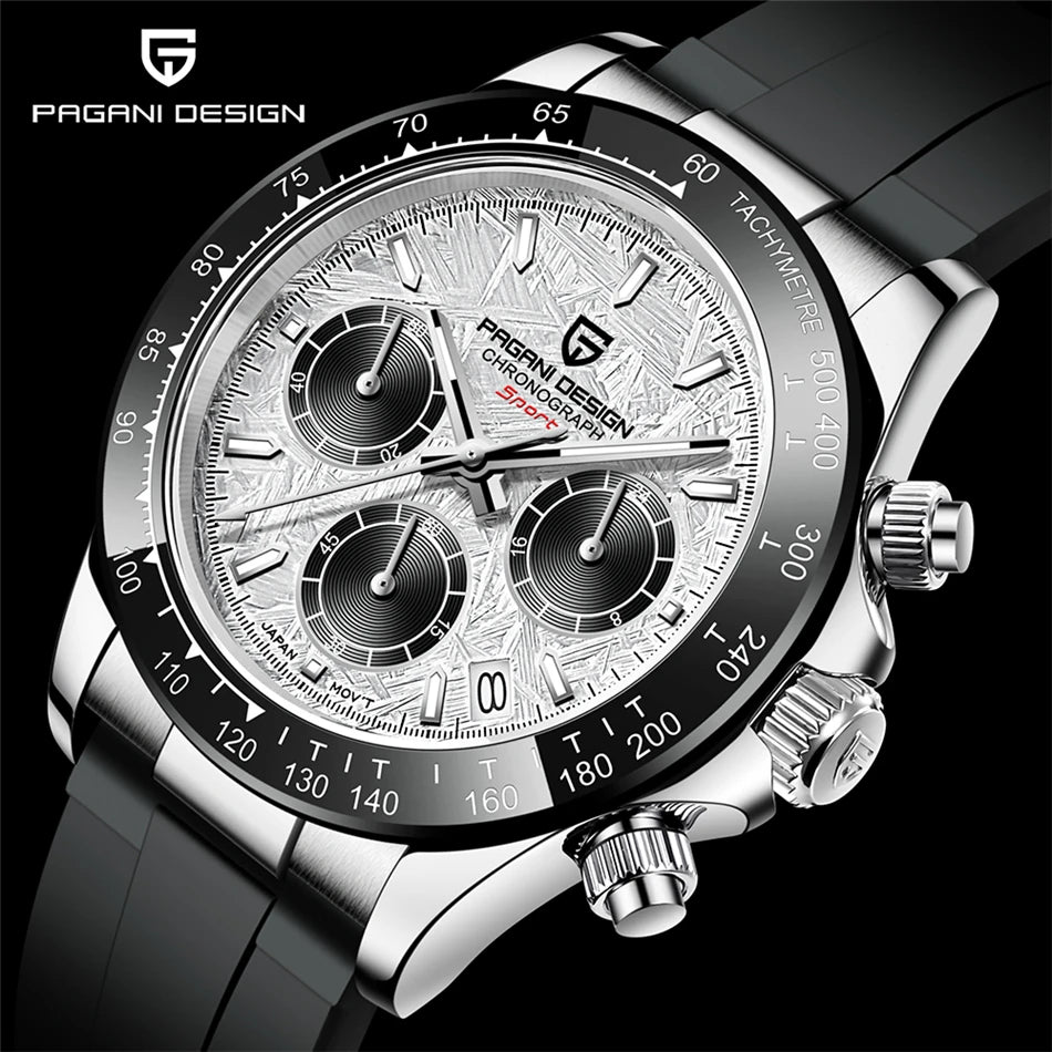 PAGANI DESIGN NewMeteorite Dial Luxury Men watch Sapphire mirror Luminous Waterproof Man watch Quartz VK63 Auto Date Chronograph
