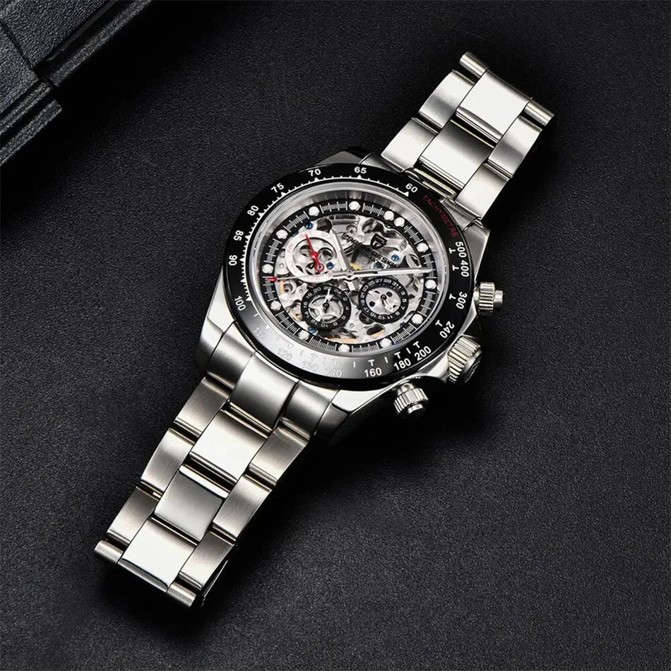 PAGANI Design Men Automatic Mechanical Watch Rainbow Rainbow Circle Skeleton Dial Stainless Steel Sapphire Sports Watches
