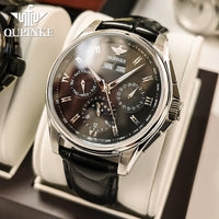 OUPINKE 3189 Men's Watch Top Luxury Brand Automatic Mechanical Watch Fashion Leather Waterproof Sapphire Mirror Moon Men's Watch