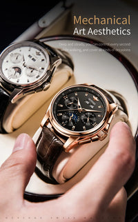 OUPINKE 3189 Men's Watch Top Luxury Brand Automatic Mechanical Watch Fashion Leather Waterproof Sapphire Mirror Moon Men's Watch
