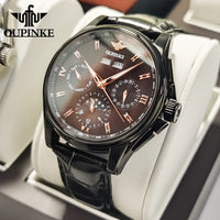 OUPINKE 3189 Men's Watch Top Luxury Brand Automatic Mechanical Watch Fashion Leather Waterproof Sapphire Mirror Moon Men's Watch