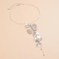 Chic Leaf Charm Necklace Drop Earrings for Women Petal Long Tassel Choker Jewelry Ladies 2024 New Party Gifts