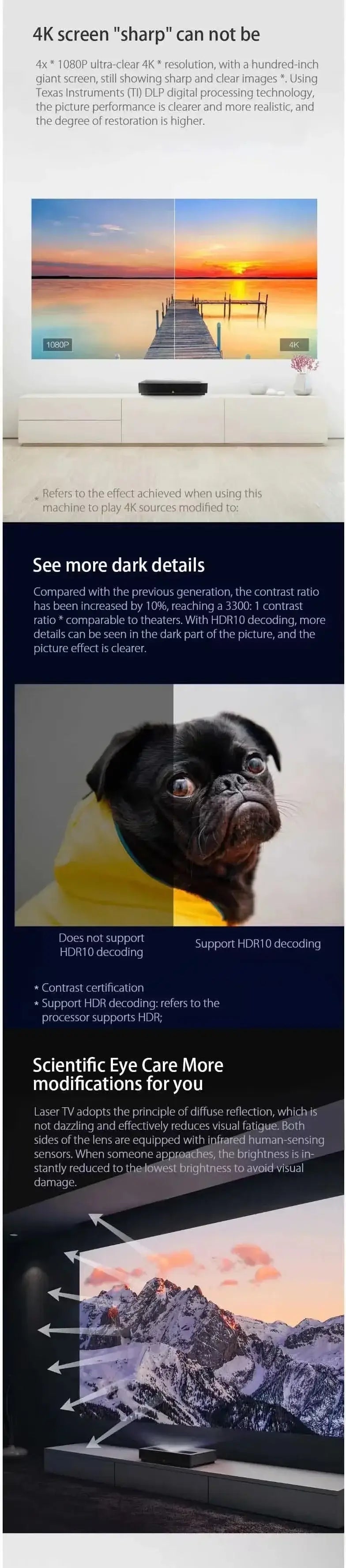 Formovie 4K Pro Ultra Short Throw Laser Projector Fengmi UST 2400 ANSI Lumens Home Theater English Beamer