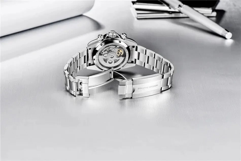 PAGANI Design Men Automatic Mechanical Watch Rainbow Rainbow Circle Skeleton Dial Stainless Steel Sapphire Sports Watches