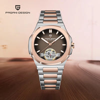 PAGANI DESIGN Tourbillon Men's Watches Rose Gold Luxury Automatic Watch For Men Mechanical Wristwatches AR Sapphire Mirror Clock