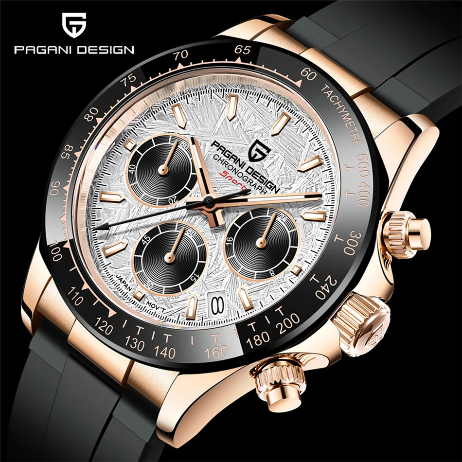 PAGANI DESIGN NewMeteorite Dial Luxury Men watch Sapphire mirror Luminous Waterproof Man watch Quartz VK63 Auto Date Chronograph