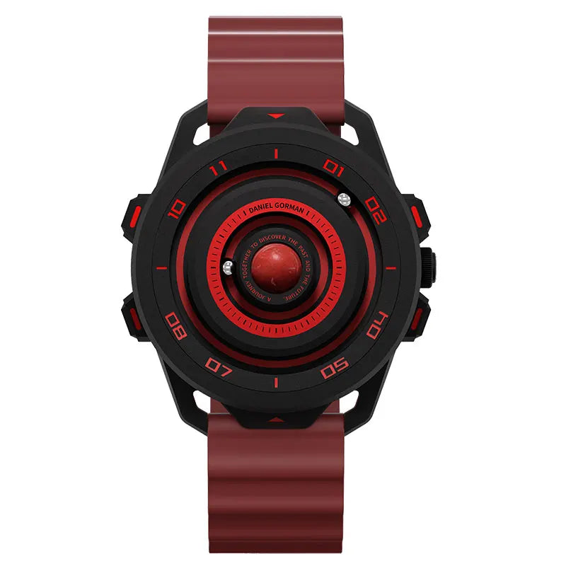 DANIEL GORMAN Red Planet Design Quartz Watch for Men Waterproof Luminous Sport Wristwatch with Magnetic Bead Pointers DG0525Red