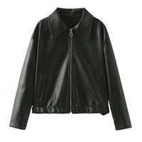Solid Lapel Zipper Jacket