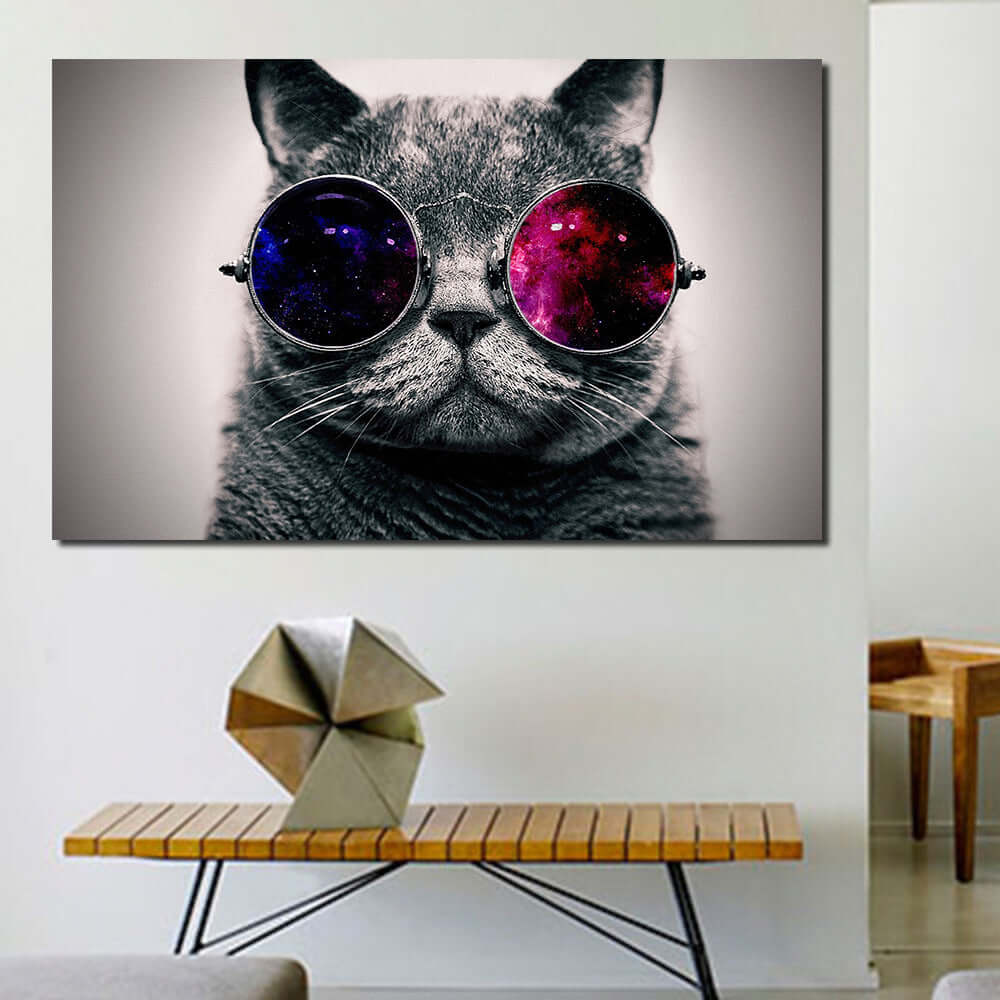 Home Decoration Inkjet Malerei Einzelbild Katze mit Sonnenbrille