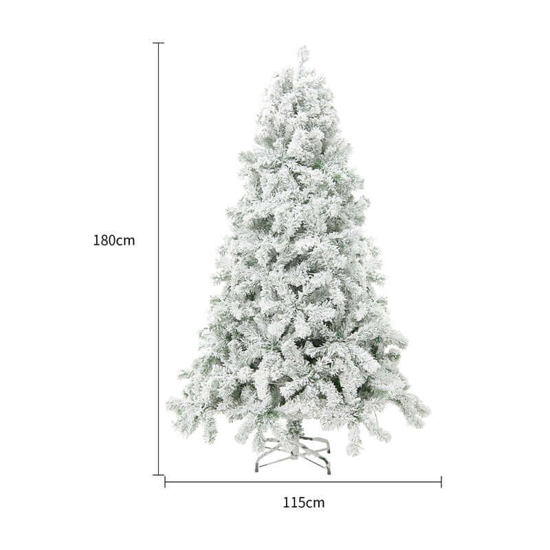 180cm PVC artificial snow Christmas tree with metal stand for mall window decoration and home Christmas cheer
