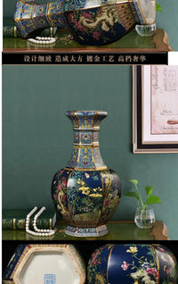 24CM Ceramic Vase Antique Collection Living Room Decoration Enamel Porcelain Home Furnishing Ornaments Housewarming Gift
