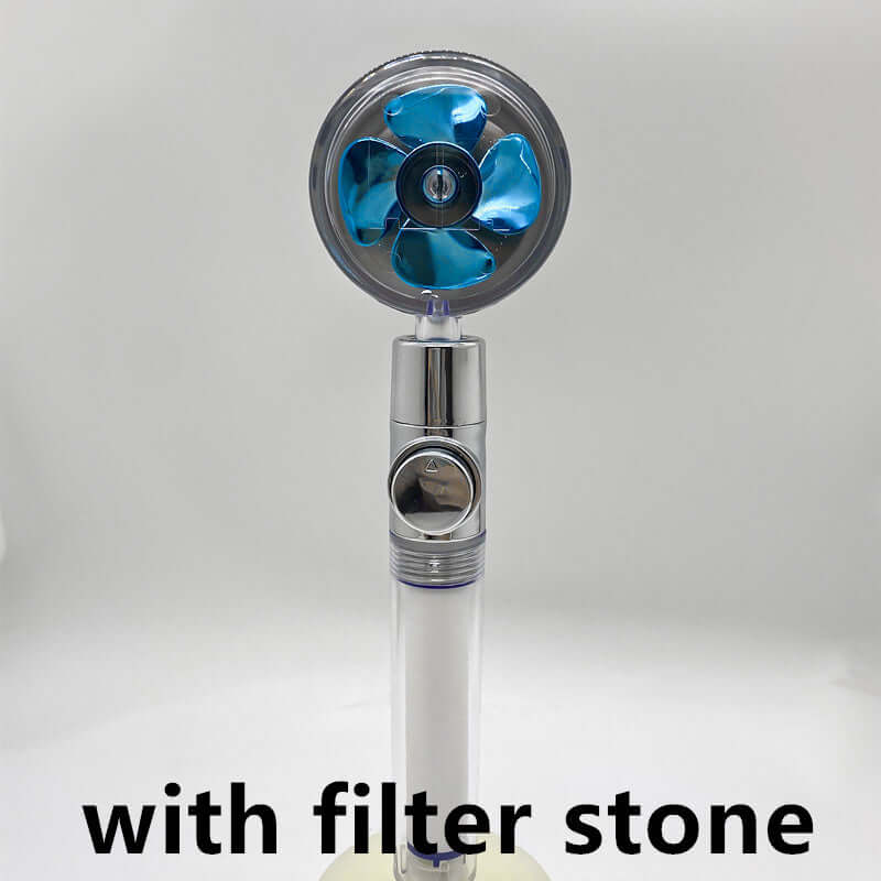 Water Saving Shower Head with 360-Degree Rotation - Pressurized, Built-in Turbofan, Detachable