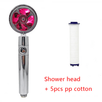 Water Saving Shower Head with 360-Degree Rotation - Pressurized, Built-in Turbofan, Detachable