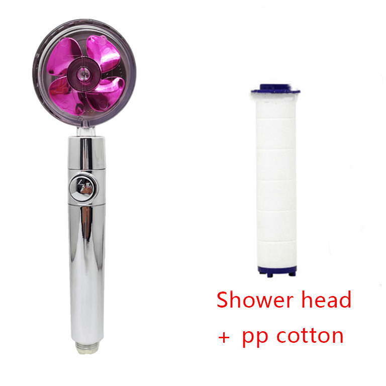 Water Saving Shower Head with 360-Degree Rotation - Pressurized, Built-in Turbofan, Detachable