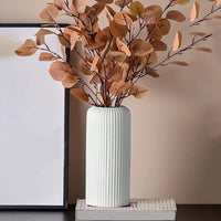 Chic Striped Ceramic-Look Plastic Vase for Flowers - Durable, Easy-to-Place Decorative Floral Display Piece