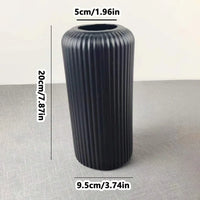 Chic Striped Ceramic-Look Plastic Vase for Flowers - Durable, Easy-to-Place Decorative Floral Display Piece