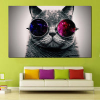 Home Decoration Inkjet Malerei Einzelbild Katze mit Sonnenbrille