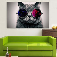 Home Decoration Inkjet Malerei Einzelbild Katze mit Sonnenbrille