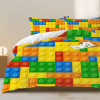 3pcs Funny Dot Building Blocks Comforter Set Colorful Bricks Thin Bedding Duvet Game Summer Quilt Set Twin Full Size