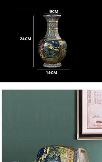 24CM Ceramic Vase Antique Collection Living Room Decoration Enamel Porcelain Home Furnishing Ornaments Housewarming Gift