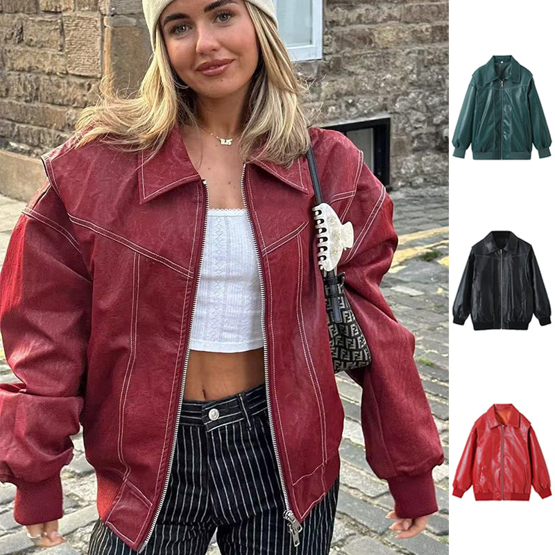 Loose Lapel Zip-up Jacket