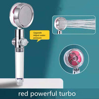 Water Saving Shower Head with 360-Degree Rotation - Pressurized, Built-in Turbofan, Detachable
