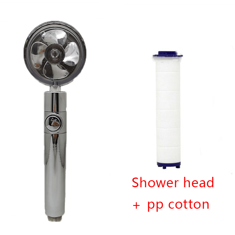 Water Saving Shower Head with 360-Degree Rotation - Pressurized, Built-in Turbofan, Detachable
