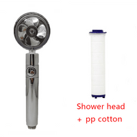 Water Saving Shower Head with 360-Degree Rotation - Pressurized, Built-in Turbofan, Detachable