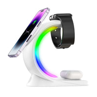4-in-1 Magnetic Charge & Glow: Wireless Oasis for Phone, Watch, & Buds (RGB Light)