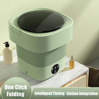 Portable folding mini washing machine with 5kg capacity and powerful decontamination, perfect for small spaces in the USA.