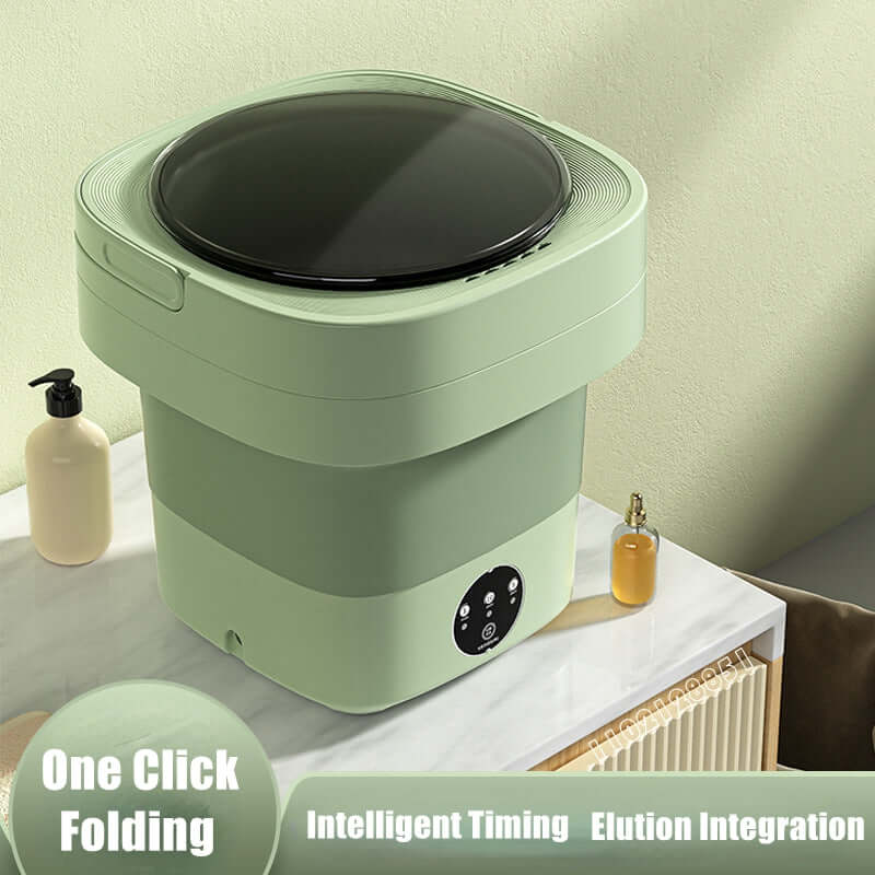 Portable folding mini washing machine with 5kg capacity and powerful decontamination, perfect for small spaces in the USA.