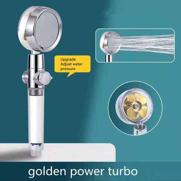 Water Saving Shower Head with 360-Degree Rotation - Pressurized, Built-in Turbofan, Detachable