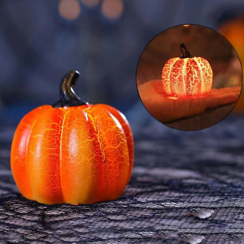 Flickering LED Pumpkin Lantern - Hauntingly Realistic Halloween Glow